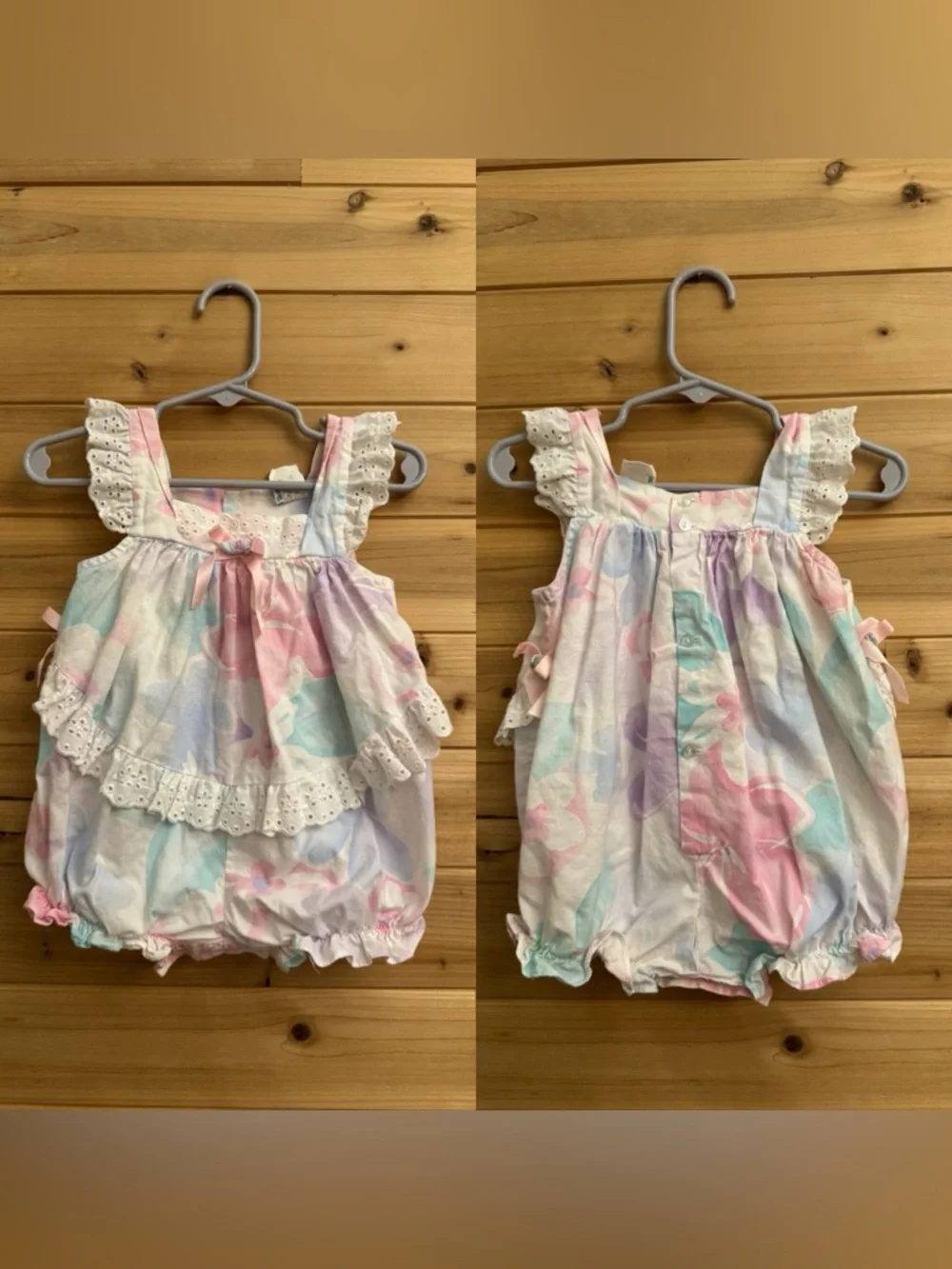 Vintage Bundle 6-9 Months Floral Lace Corduroy Ruffle Footie Onesies Romper